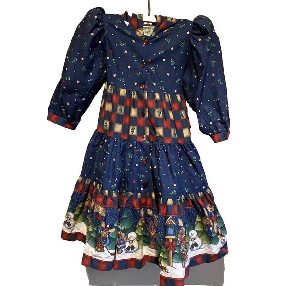 Daisy Kingdom Vintage Northwoods 3-Tier Girls Size 4 Winter Hooded Dress USA NWT
